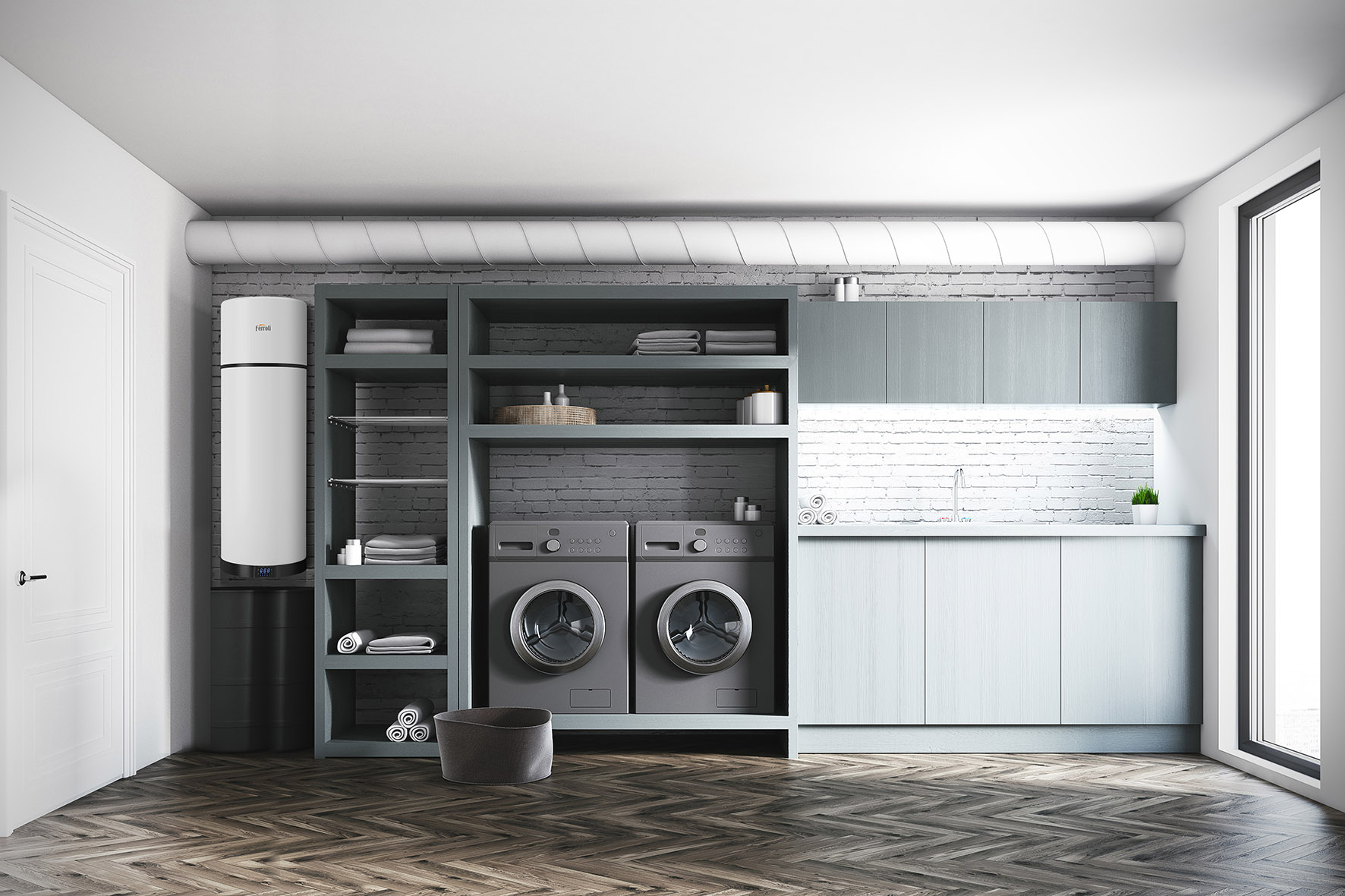 Descubre una nueva forma de disfrutar del agua caliente con la Bomba de Calor Aerotermia ACS FERROLI EGEA TECH 90 LT MURAL, una solución compacta, eficiente y conectada que transforma tu hogar en un espacio más confortable, sostenible y económico.  Gracias a su diseño mural (instalación en pared), este equipo aprovecha al máximo el espacio disponible, siendo ideal para viviendas modernas, apartamentos o zonas técnicas donde cada centímetro cuenta. Su formato compacto permite una instalación sencilla sin renunciar a prestaciones avanzadas.  Equipada con refrigerante natural R290 de muy bajo impacto ambiental, esta bomba de calor ofrece un rendimiento superior con clasificación energética A+, permitiéndote reducir el consumo eléctrico y ahorrar en tu factura mientras cuidas del medio ambiente.